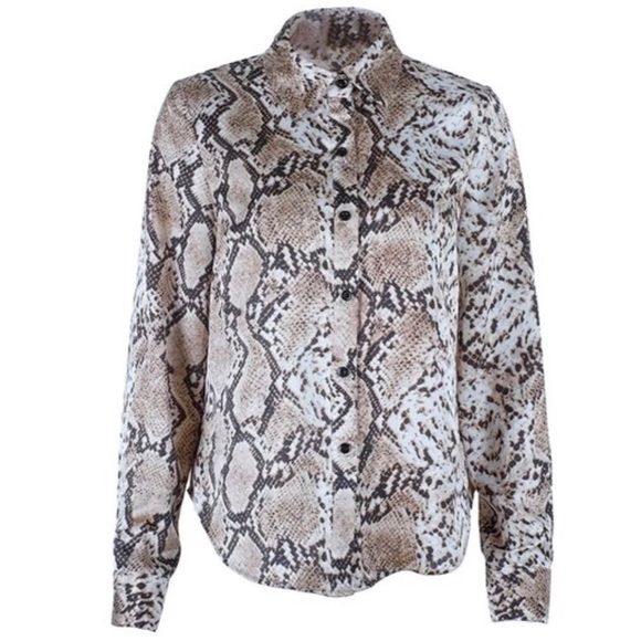 SNAKESKIN BUTTON DOWN TOP - Picture 4 of 5